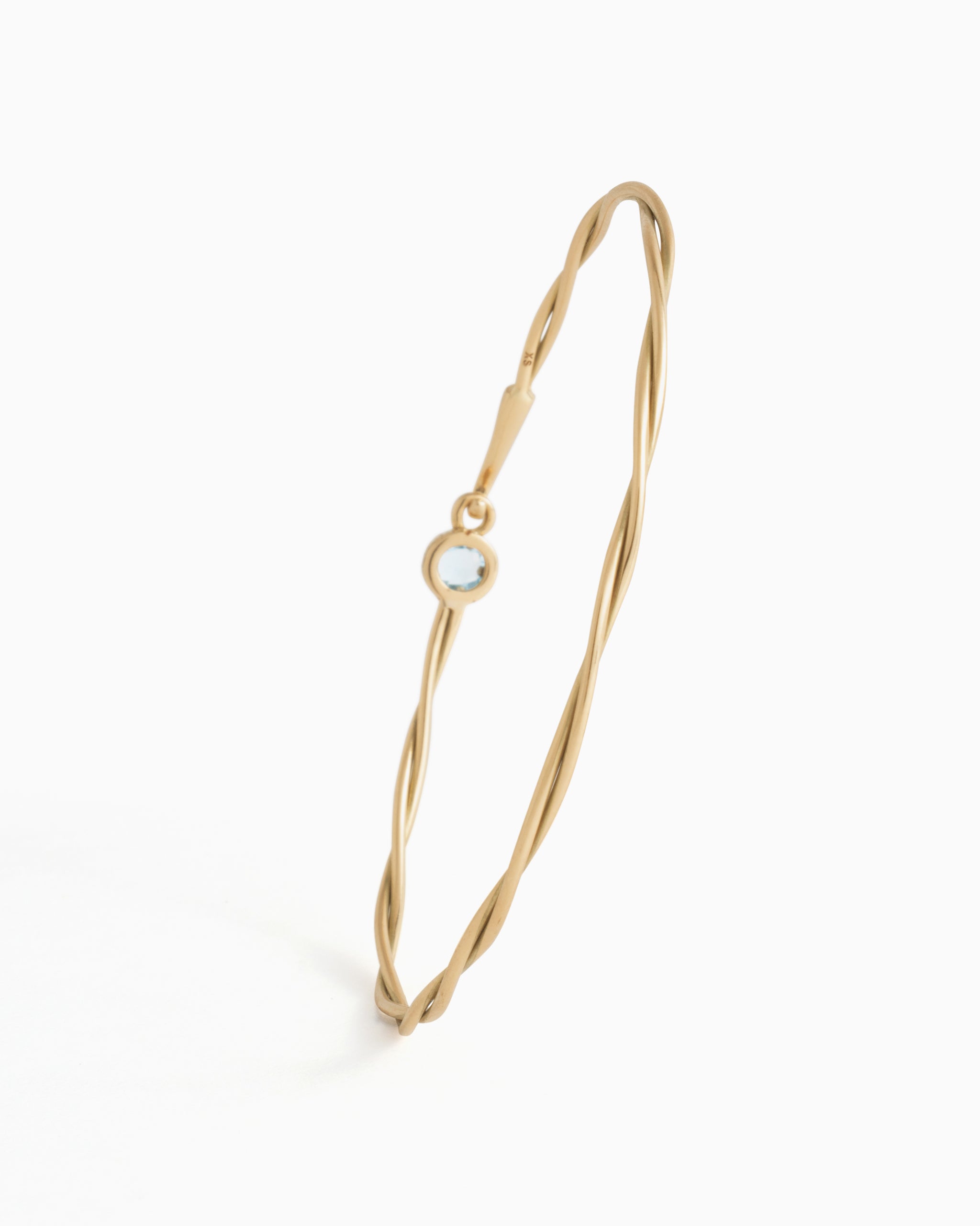 14K Gold Twisted Princess Hook Bracelet with Stone - Hampton Blue Topaz