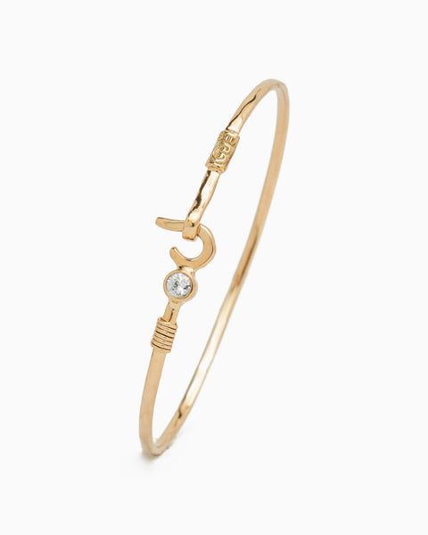 St John of God Round Eye Hook Bangle Bracelet - Gold-Filled Charm - 6.25  Inch (9112GF)