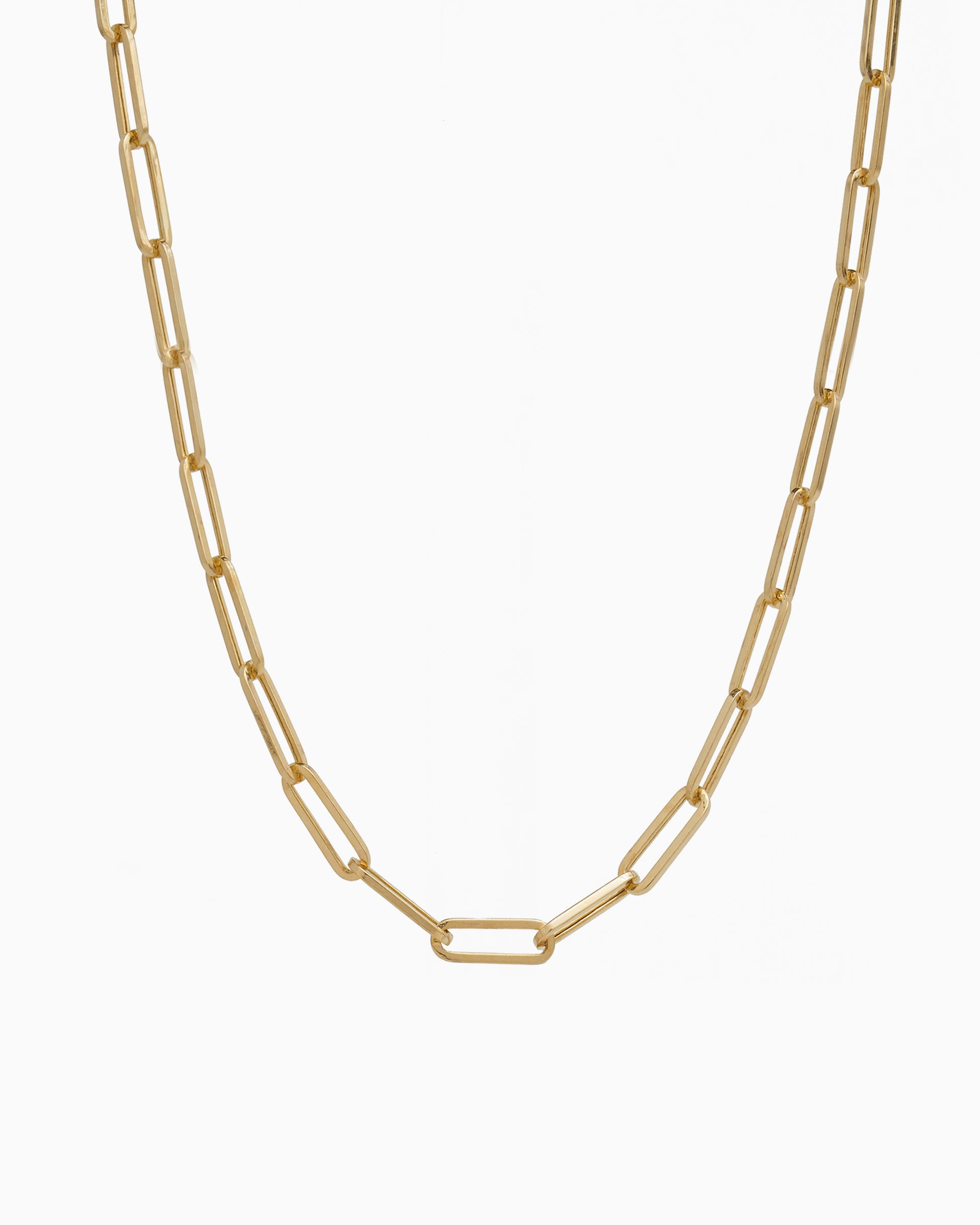 14K Solid Gold Paperclip Chain