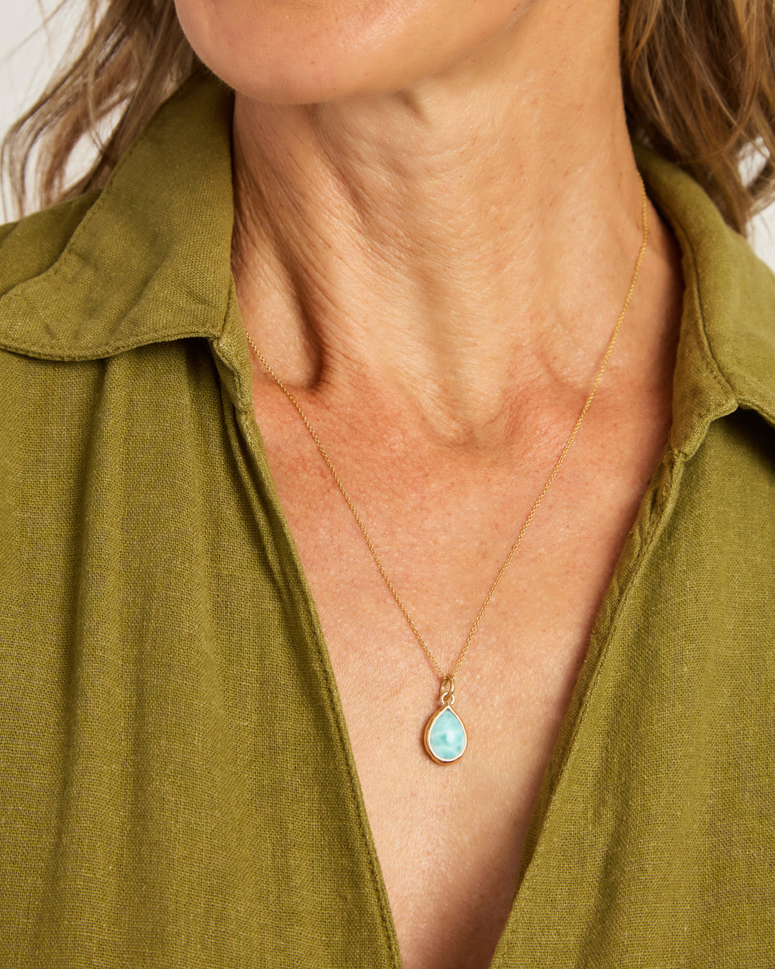 Dewdrop Stone Pendant - Larimar