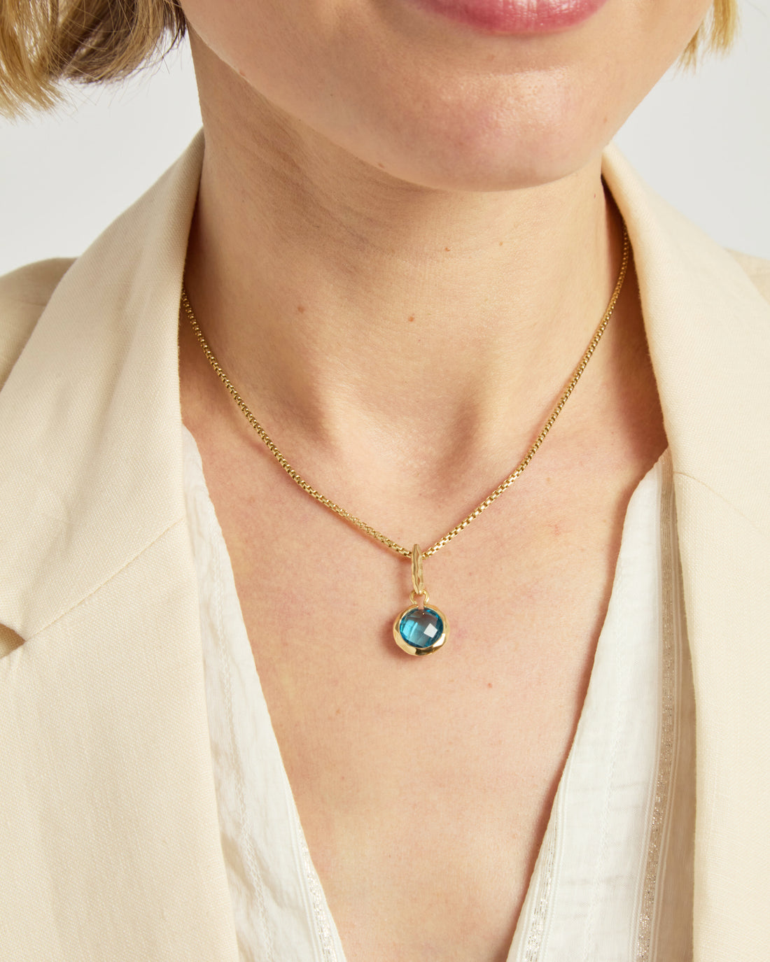 Circle Stone Pendant - Hampton Blue Topaz