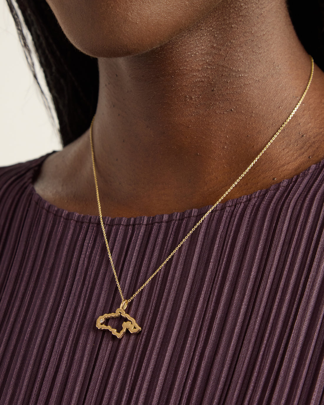 14K Gold St. John Map Pendant with Diamond