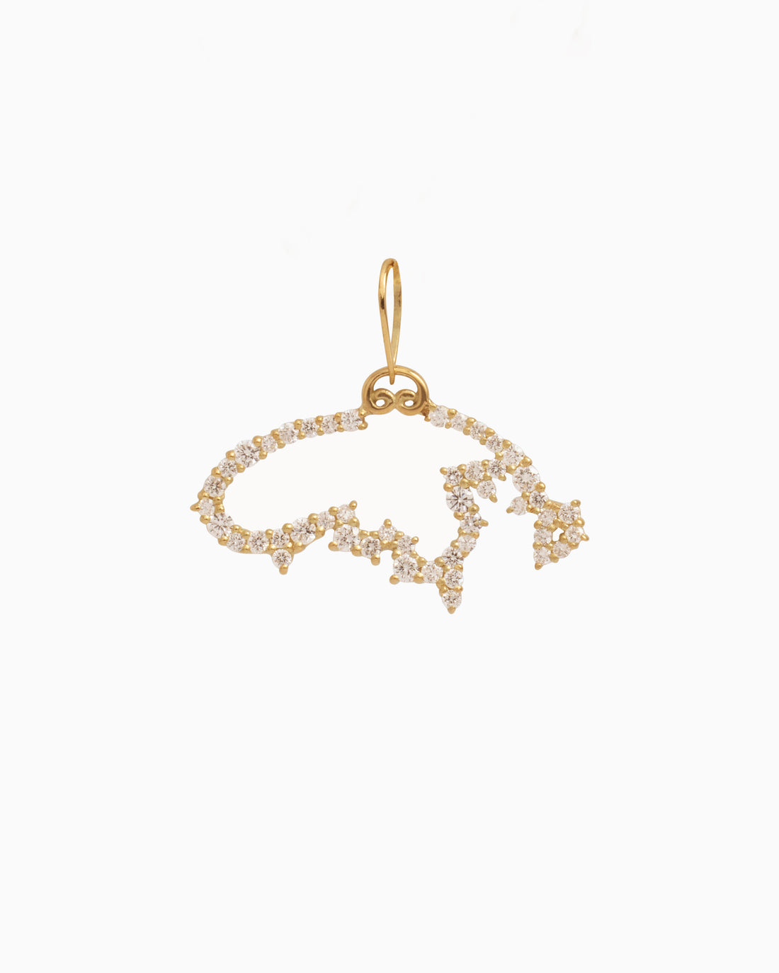 14K Gold Pavé Diamond Outline St. John Map Pendant