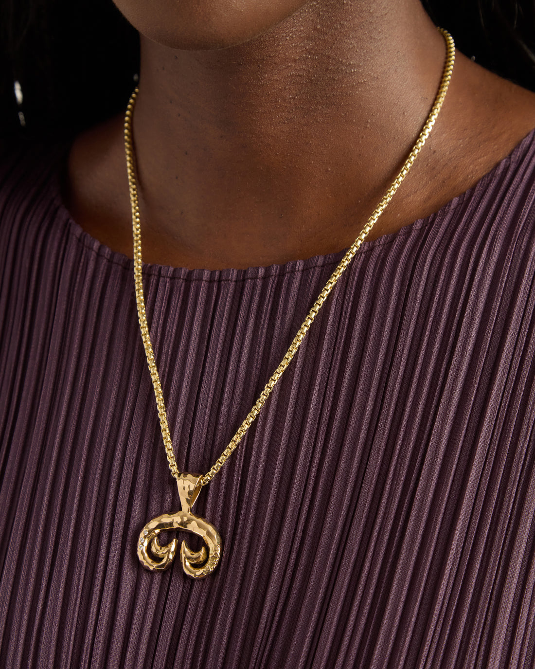 14K Gold Hammered Petroglyph Pendant with Triple Diamonds