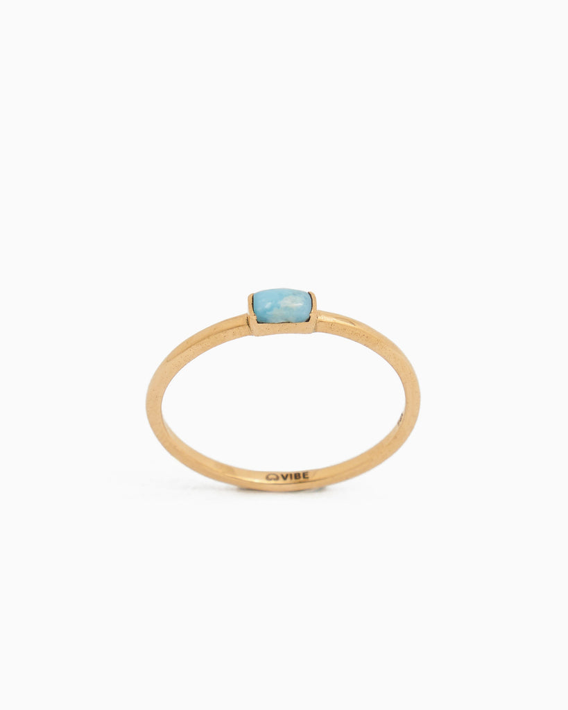 Dainty Stacker Band with Stone - Larimar