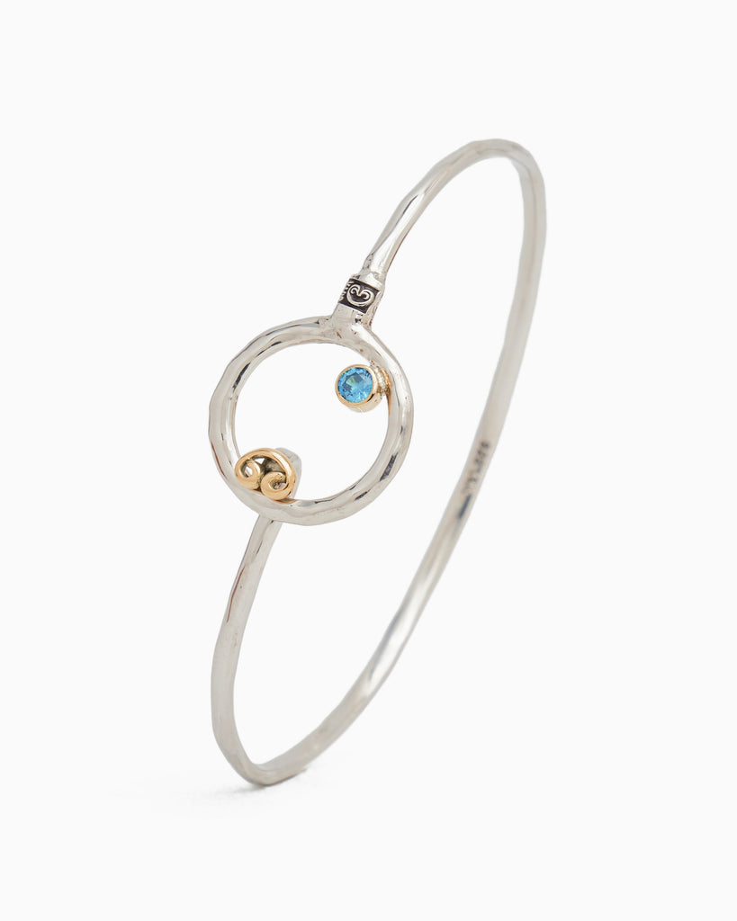 One Love Hook Bracelet with Stone - Blue Zircon