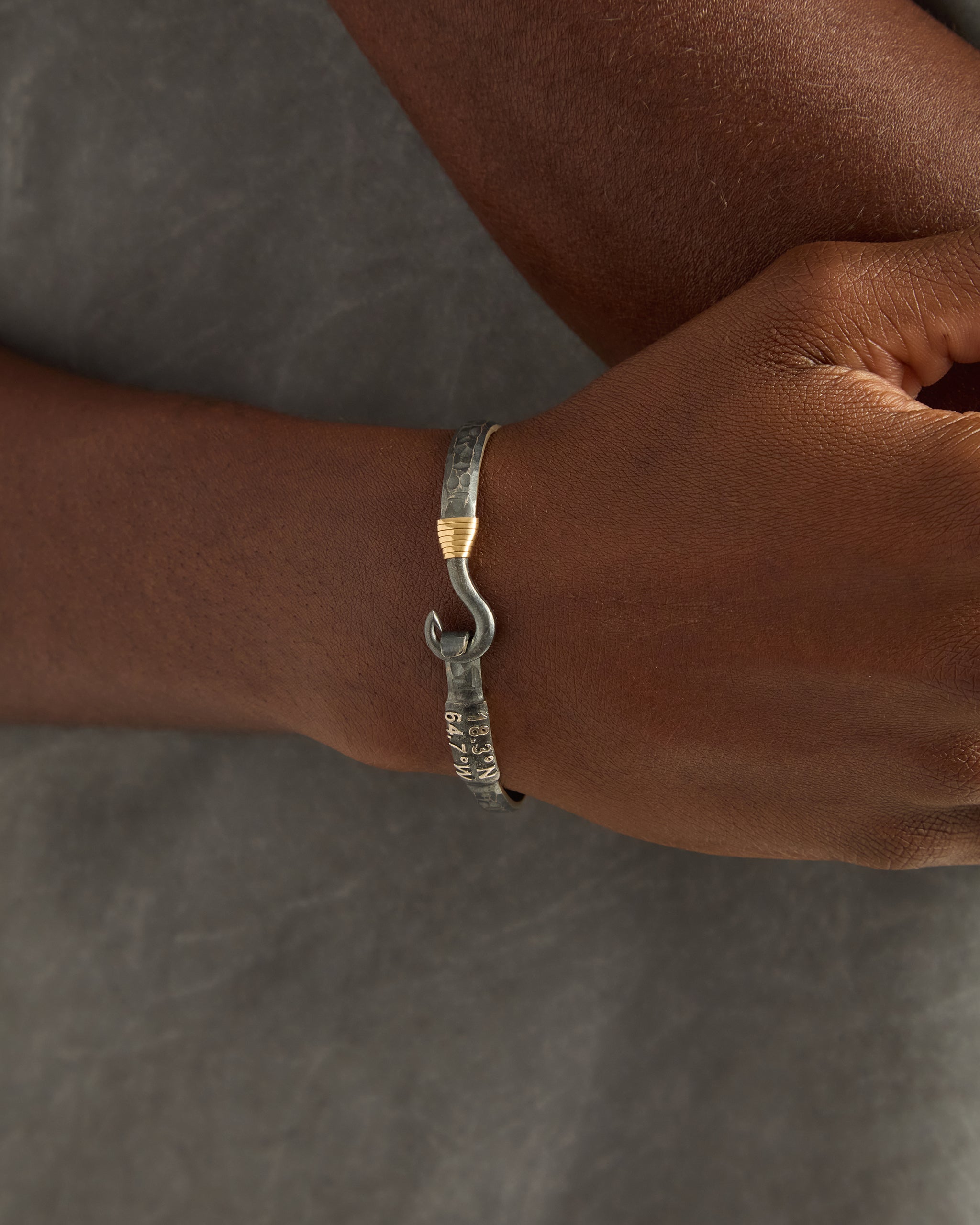 Pirate Texture Fish Hook Bracelet with St. John Coordinates, 5mm