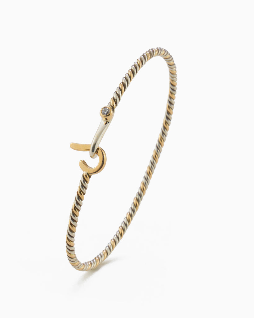 St. John Twisted Hook Bracelet with Diamond, 2mm