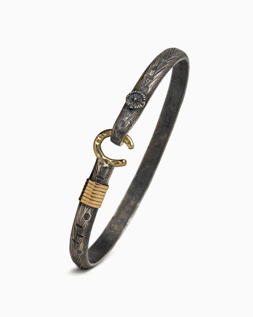 Marine Texture Hook Bracelet with Compass, 5mm