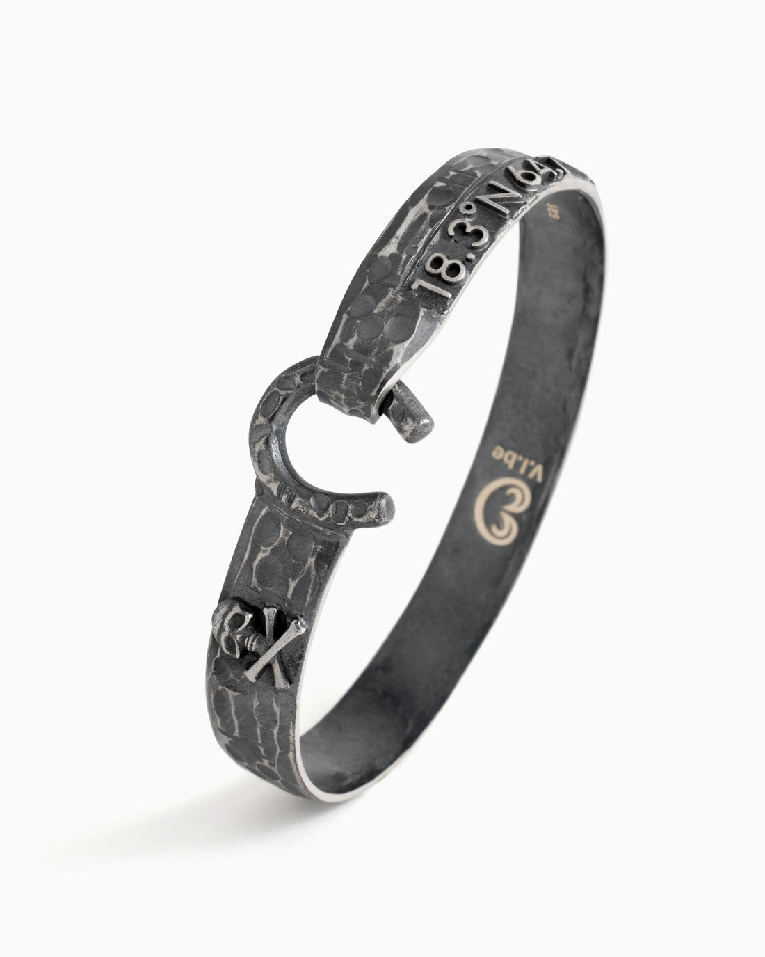 Pirate Texture Hook Bracelet with Skull and Coordinates, 10mm