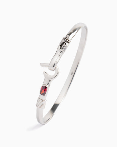 St. John Hook Bracelet with Stone, 4mm - Red Zircon