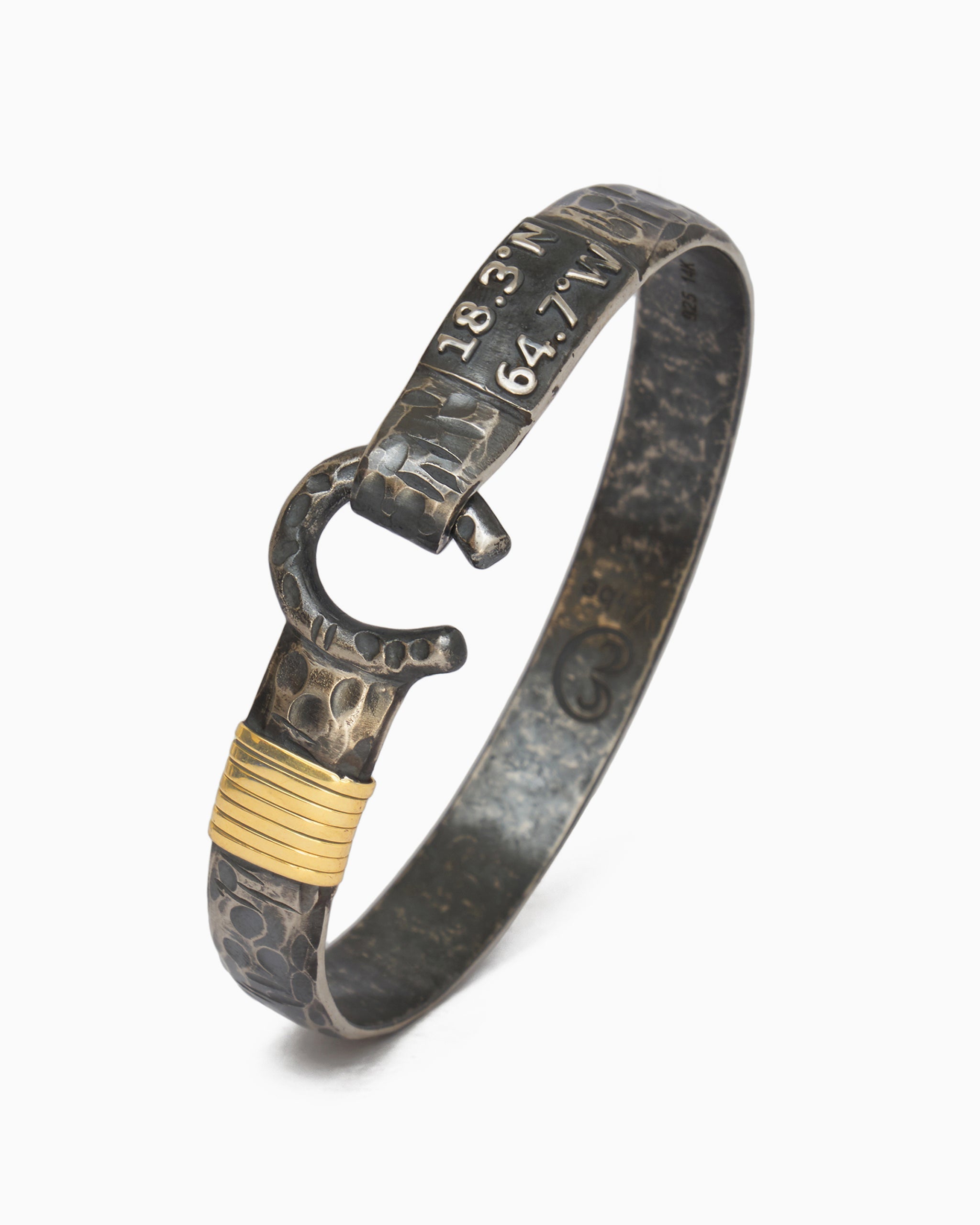 Pirate Texture Hook Bracelet with St. John Coordinates, 10mm