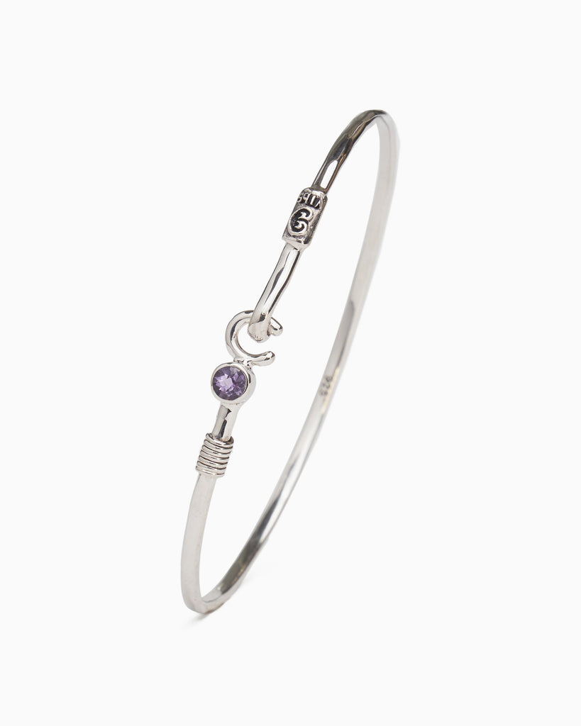 The Hook Bracelet with Stone, 2mm - Amethyst