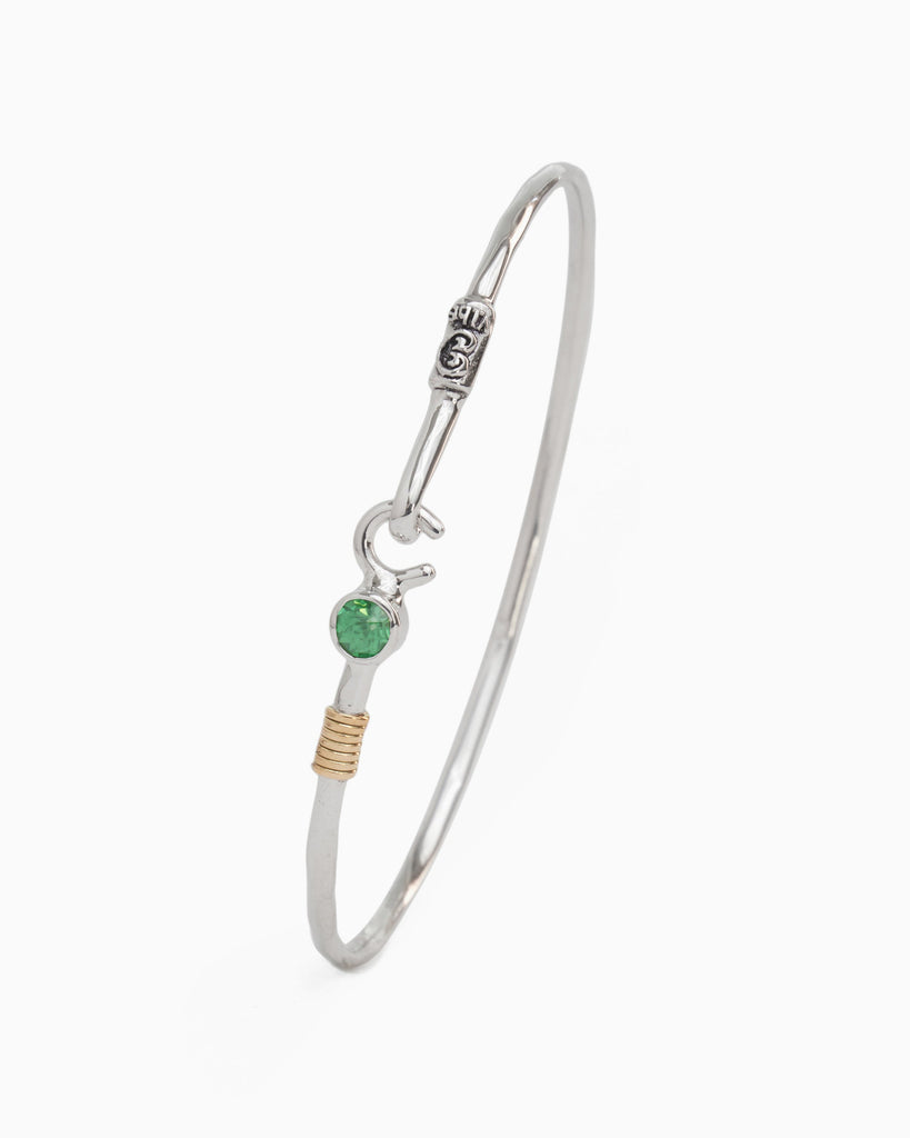 The Hook Bracelet with Stone, 2mm - Green Zircon