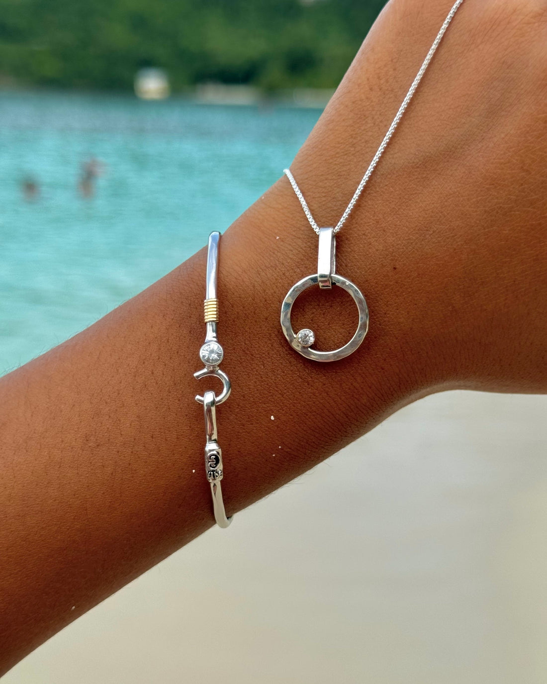 Hook Bracelet & One Love Necklace Bundle - White Zircon