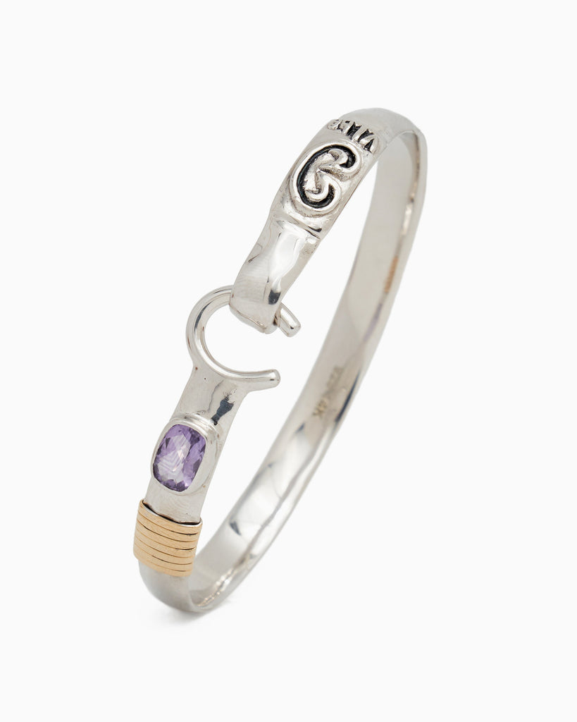 The Hook Bracelet with Stone, 6mm - Amethyst