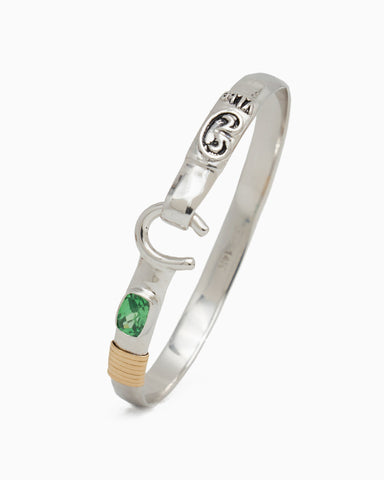 The Hook Bracelet with Stone, 6mm - Green Zircon