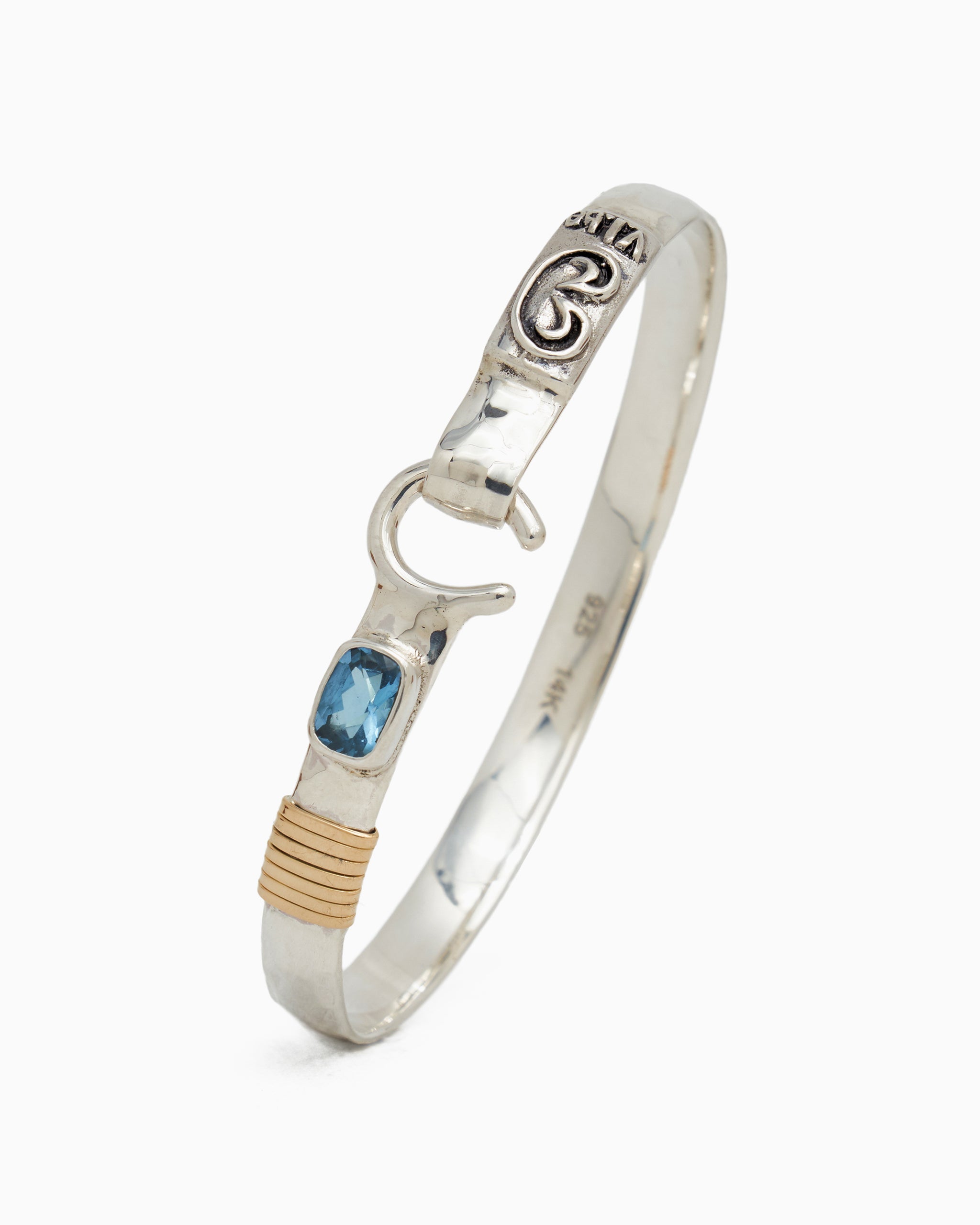 The Hook Bracelet with Stone, 6mm - Hampton Blue Topaz - Vibe Jewelry