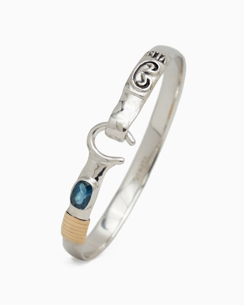 The Hook Bracelet with Stone, 6mm - London Blue Topaz