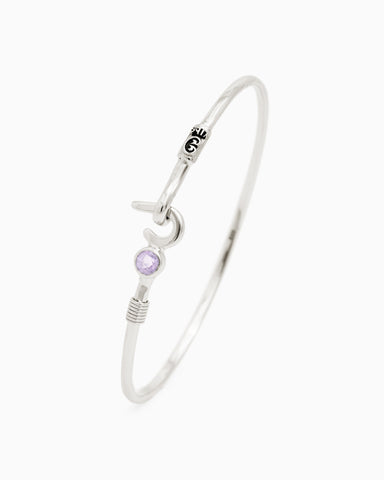 St. John Hook Bracelet with Stone, 2mm - Amethyst