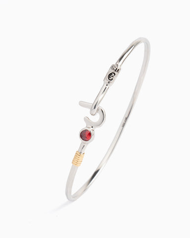 St. John Hook Bracelet with Stone, 2mm - Red Zircon