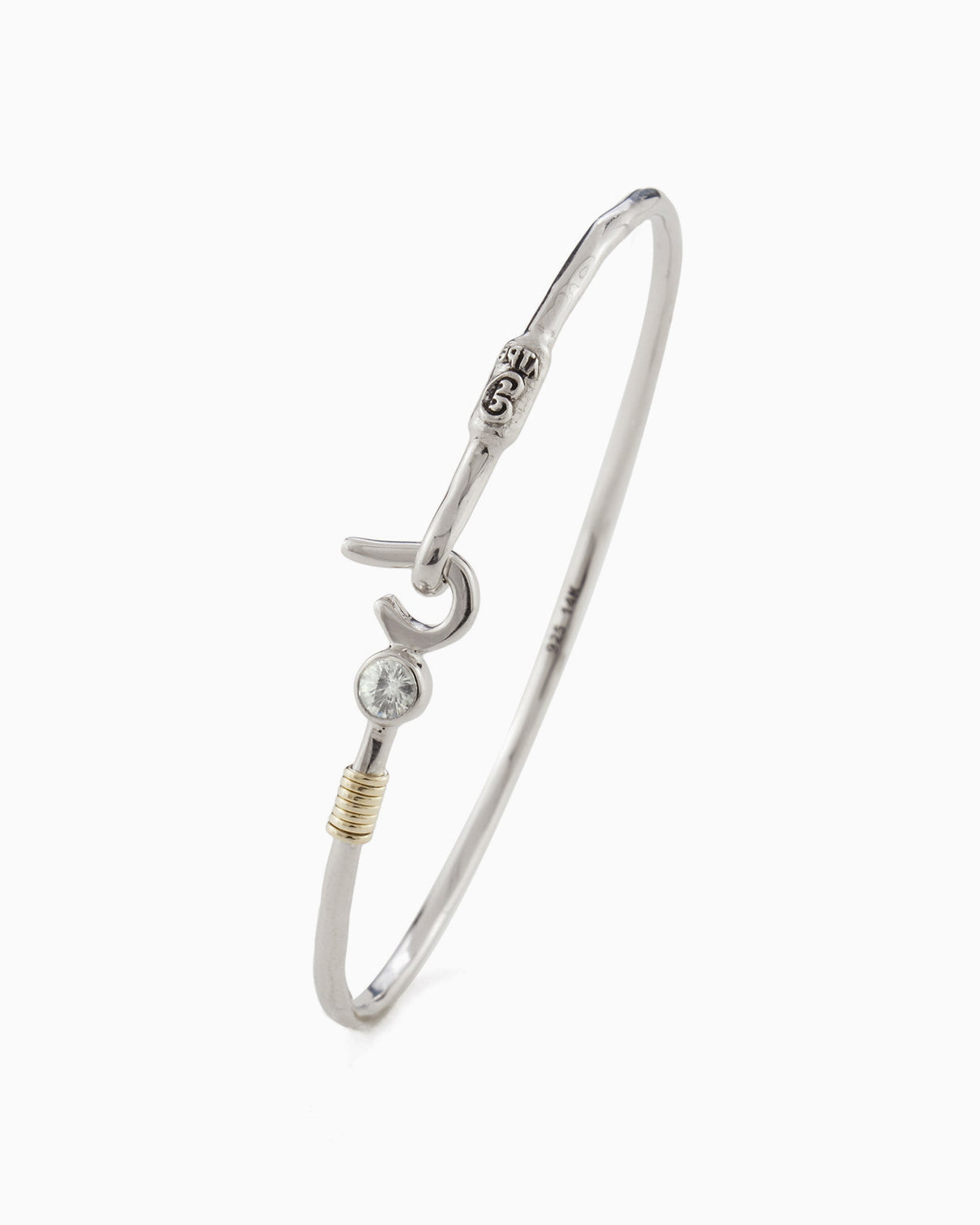 St. John Hook Bracelet with Stone, 2mm White Zircon Vibe Jewelry