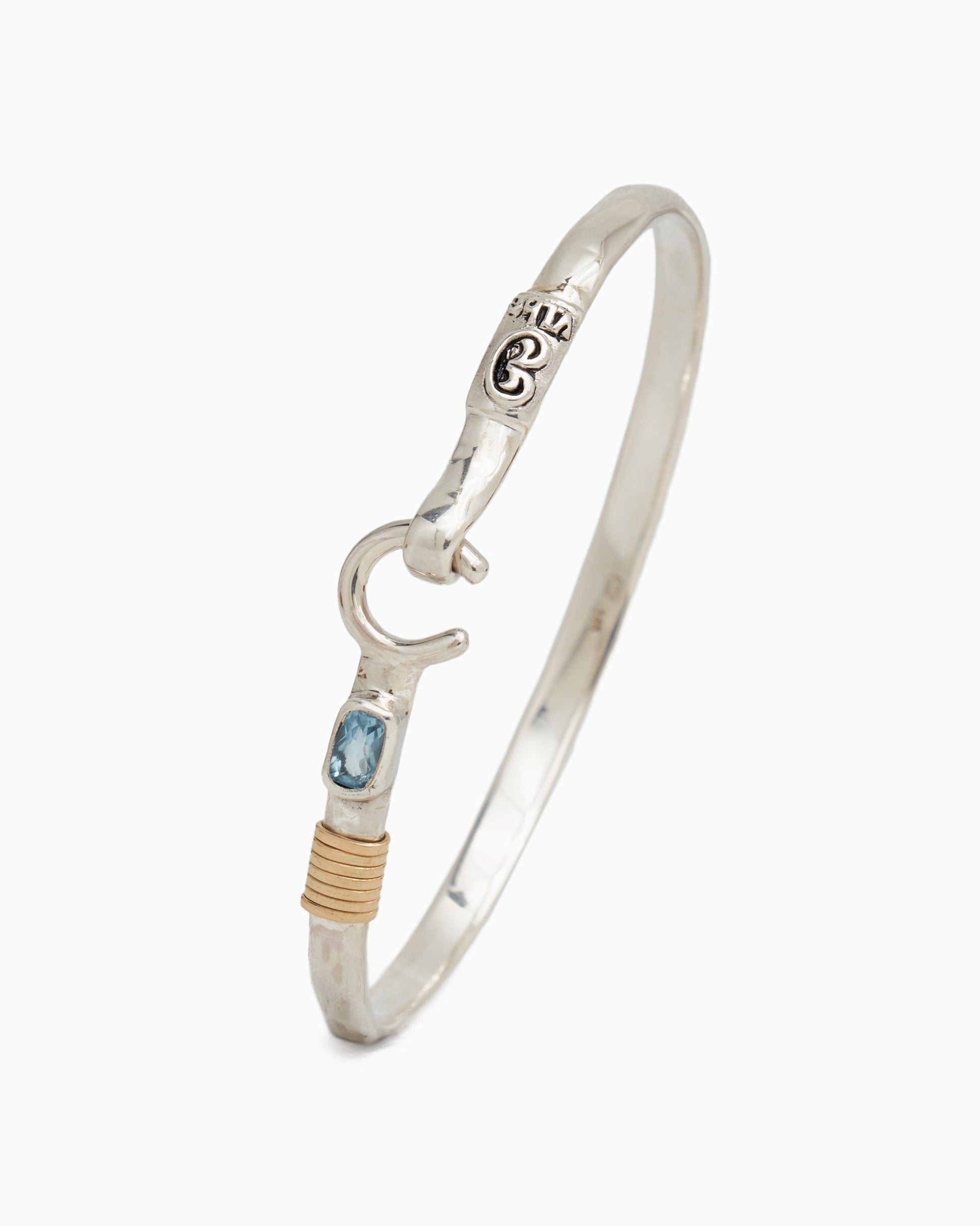 The Hook Bracelet with Stone, 4mm - Hampton Blue Topaz - Vibe Jewelry