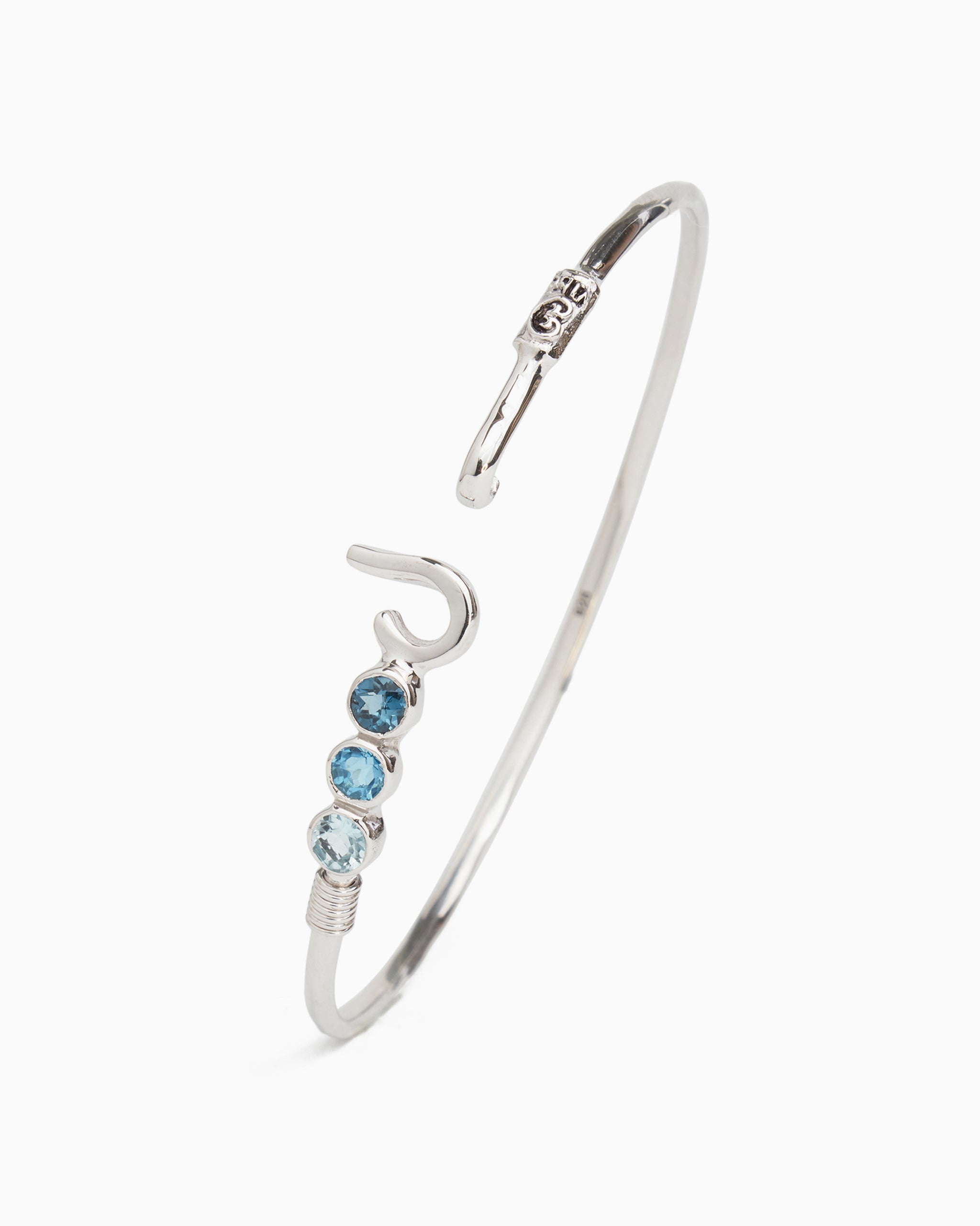 Vintage Sterling store Silver Love Knot Bracelet with Blue Topaz Stones