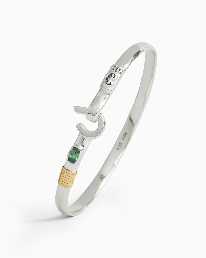 St. John Hook Bracelet with Stone, 4mm - Green Zircon