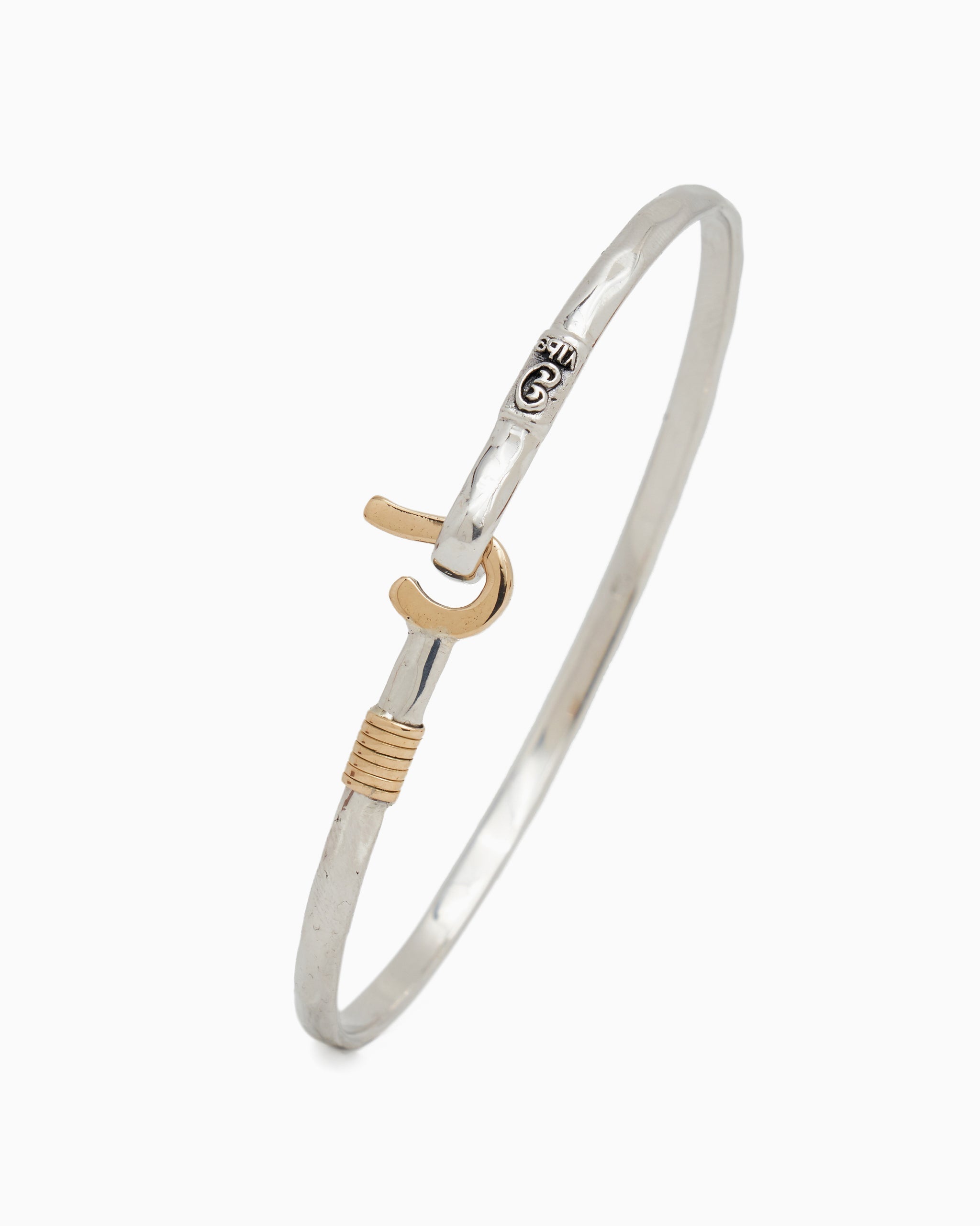 St. John Hook Bracelet, 3mm - Silver & 14K Gold / L (8) - Vibe Jewelry