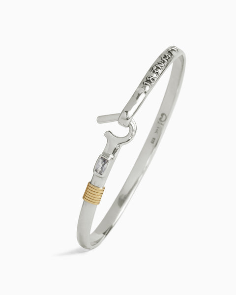 St. John Hook Bracelet with Stone & Coordinates, 4mm - White