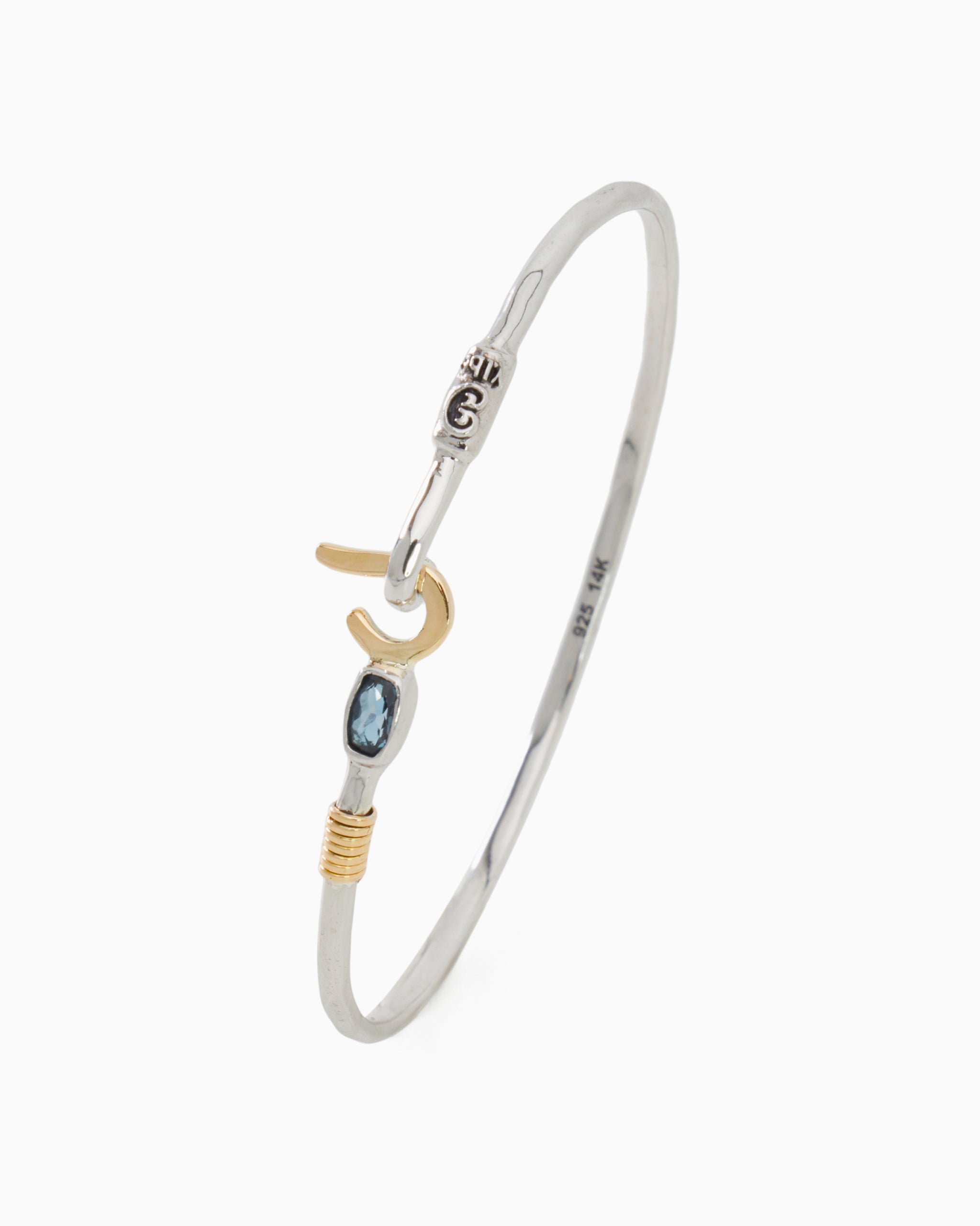 Handmade Ocean Blue Topaz & Silver Plated Bracelet – Rectangle Gems, Lobster Claw, 7.25" – China Craft