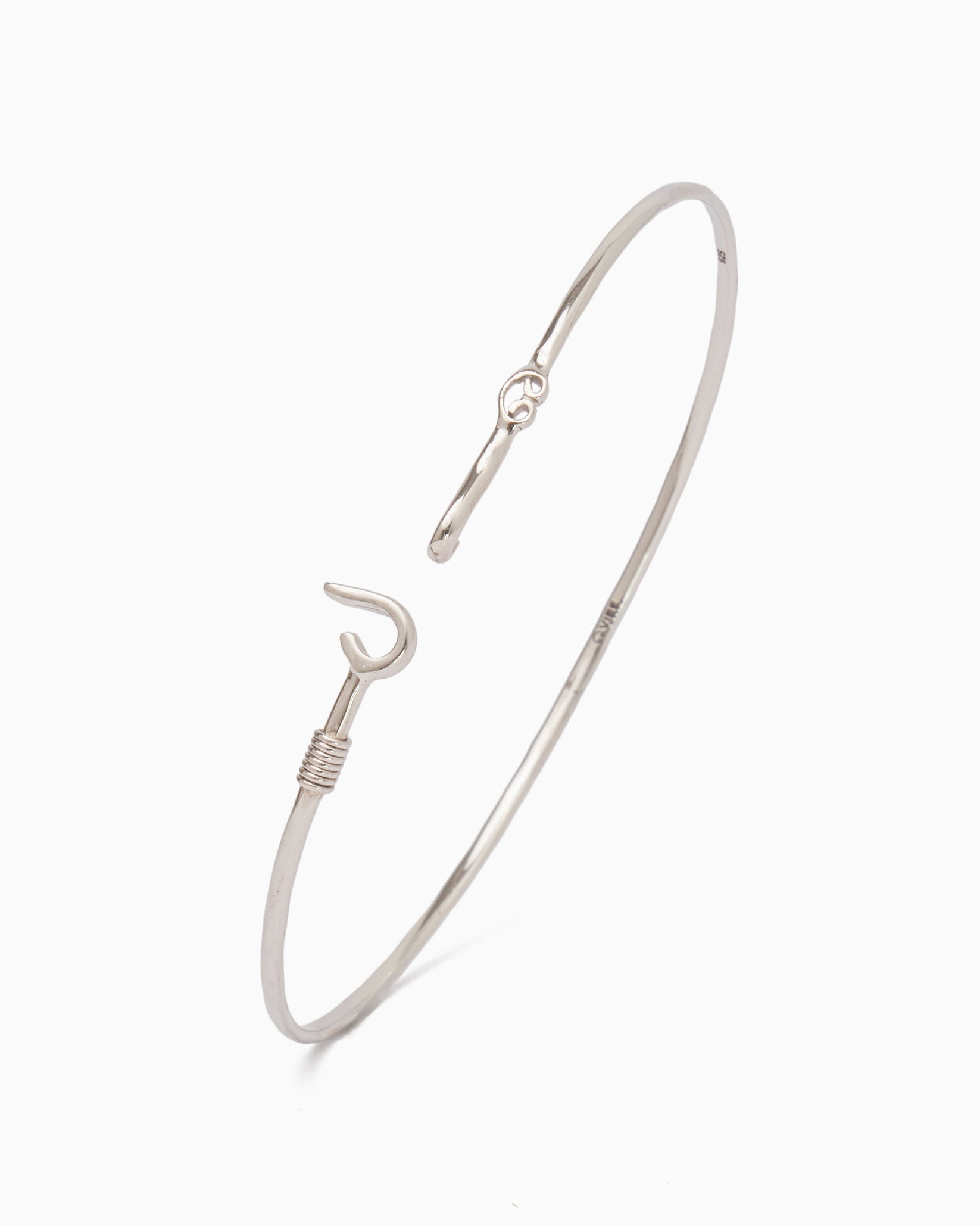 Dainty St. John Hook Bracelet with Open Petroglyph, 1.3mm - Vibe Jewelry