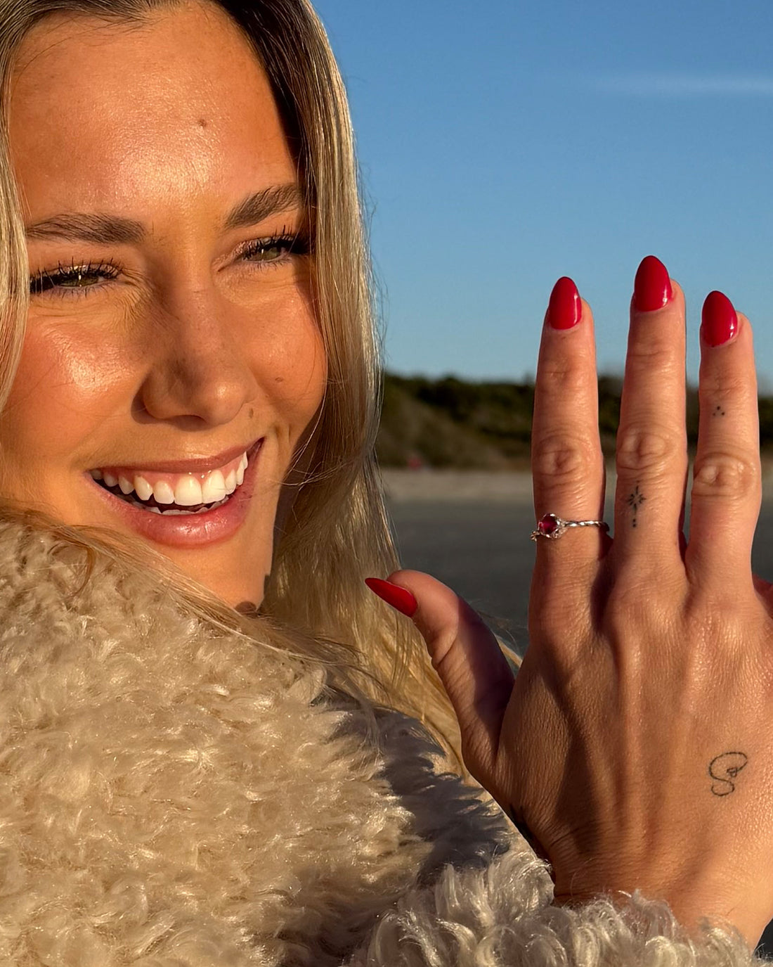 Twisted Princess Petroglyph Stone Ring - Red Zircon