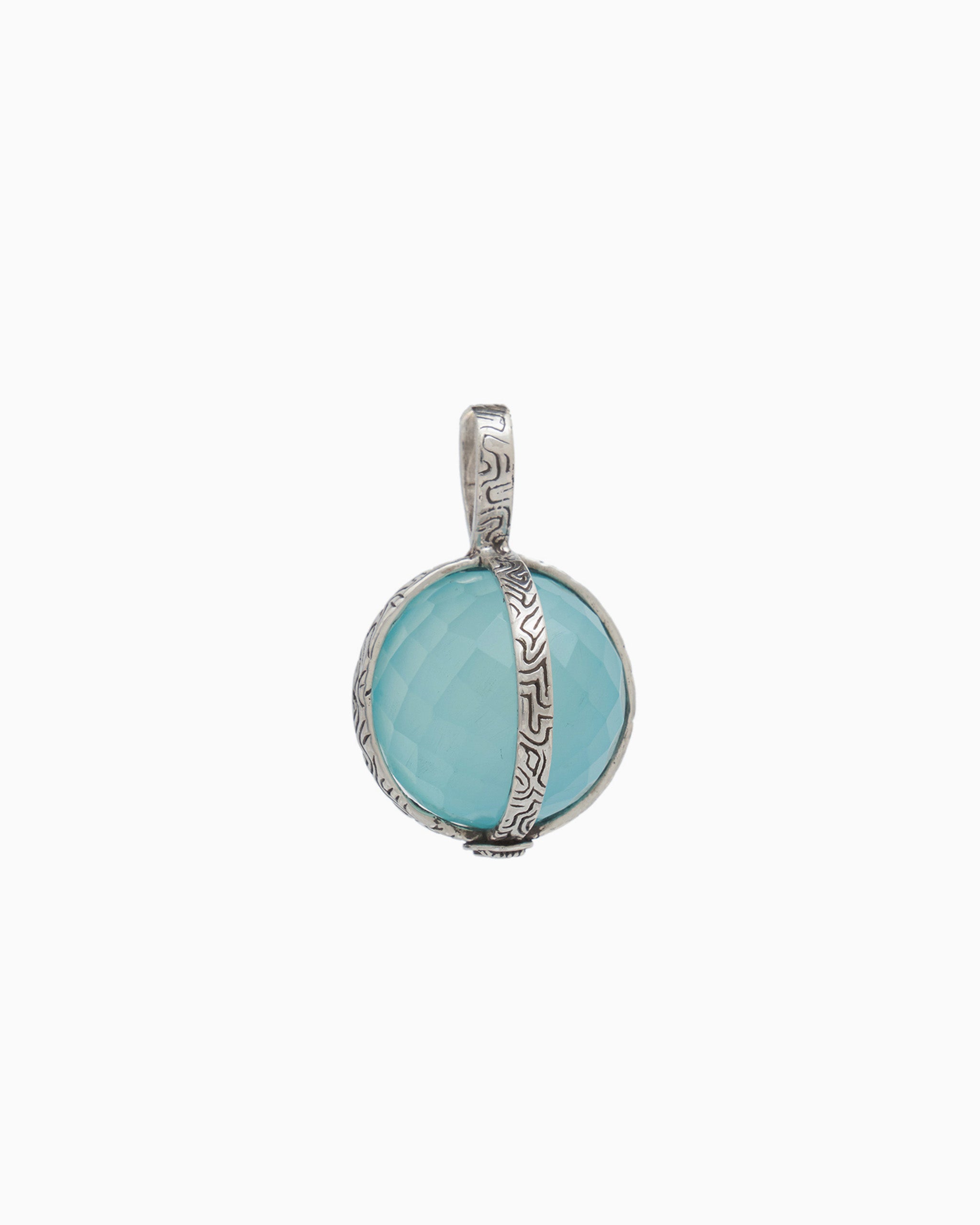 Silver necklace with chalcedony ball | Ball pendant 10 mm | Chalcedon Sea Blue orders | Birthday present