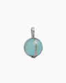 Spinning Globe Stone Pendant with Reef Texture - Blue Chalcedony