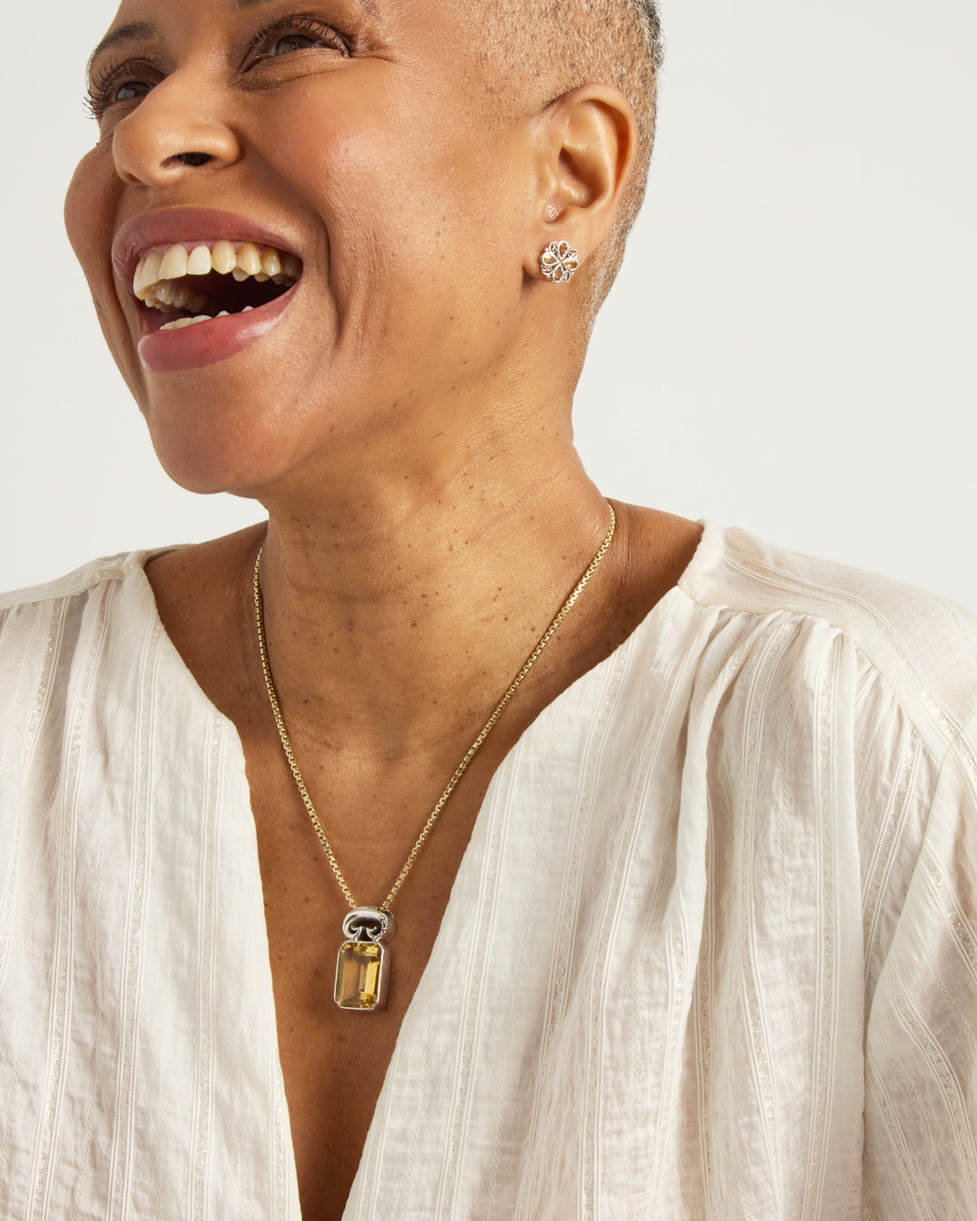 Statement Stone Pendant with Petroglyph - Citrine