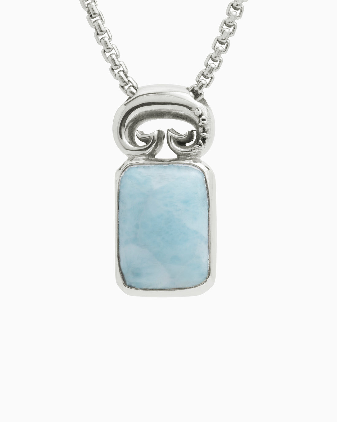 Statement Stone Pendant with Petroglyph - Larimar