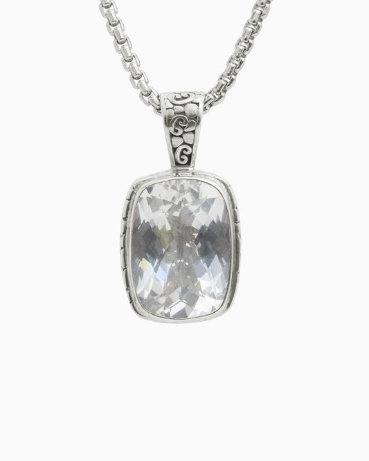 North Star Stone Pendant with Turtle Texture - White Topaz