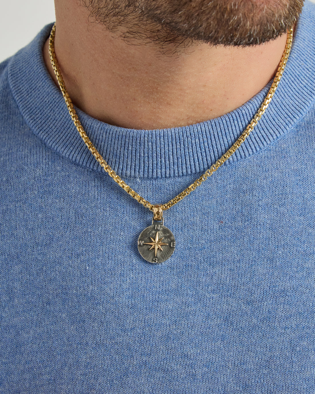 Compass Pendant with Marine Texture