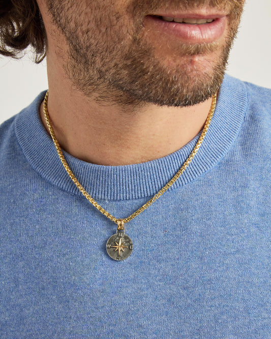 Marine Textured Pendant with 14k Compass Rose