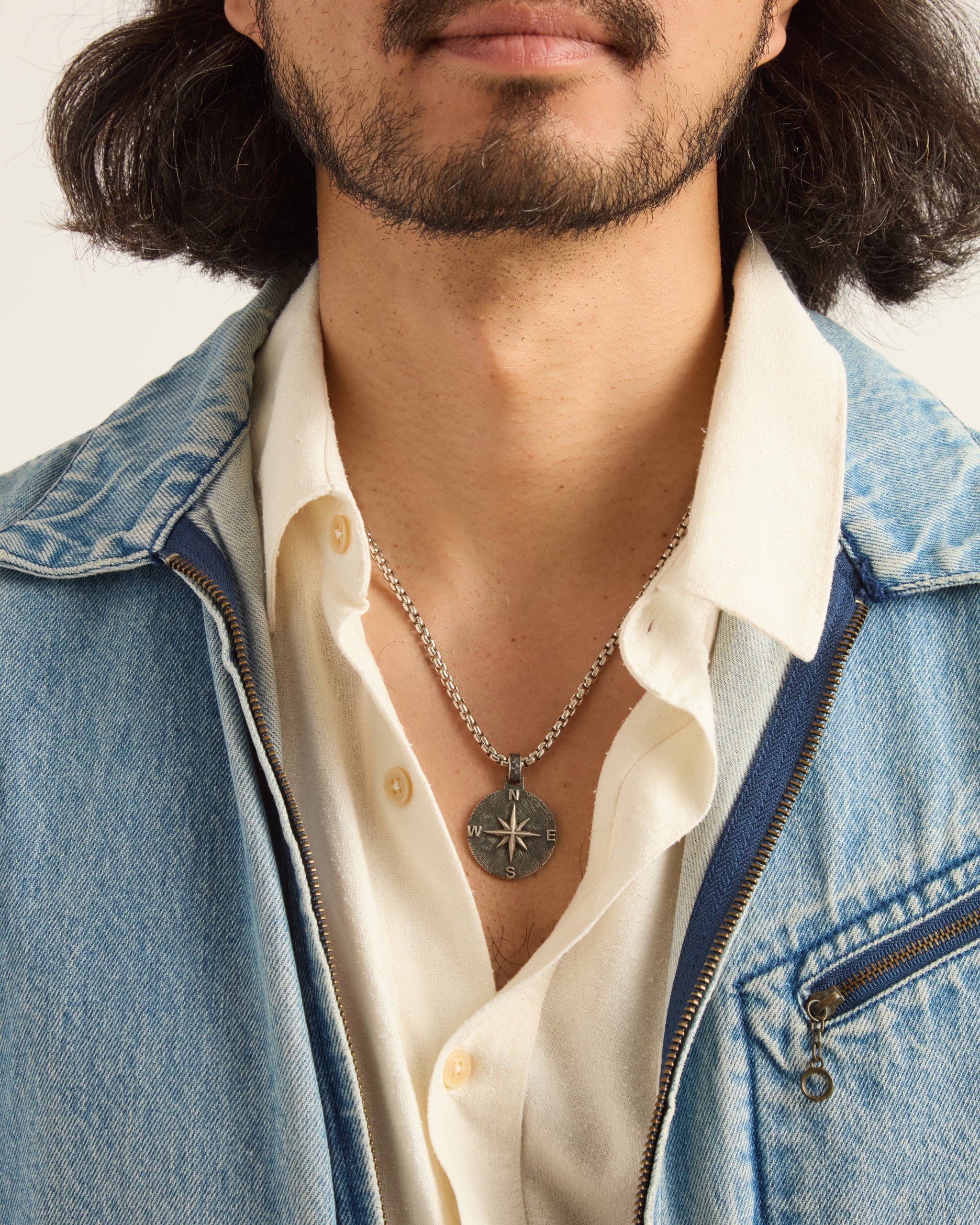 Compass Pendant with Marine Texture