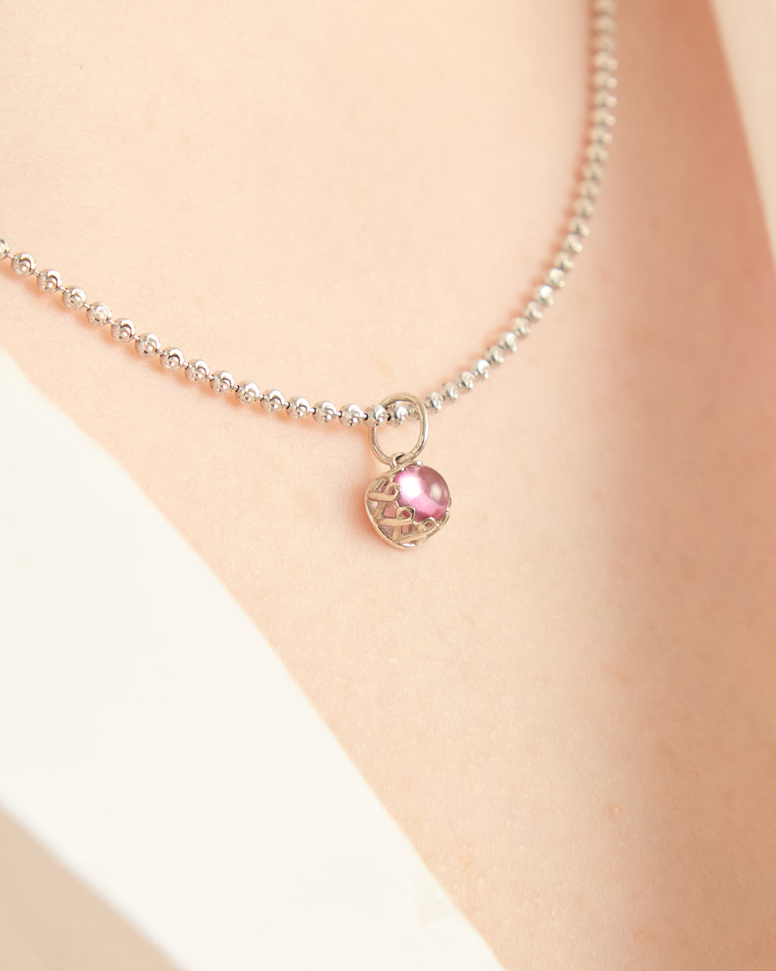 Breast Cancer Awareness Stone Pendant - Pink Zircon