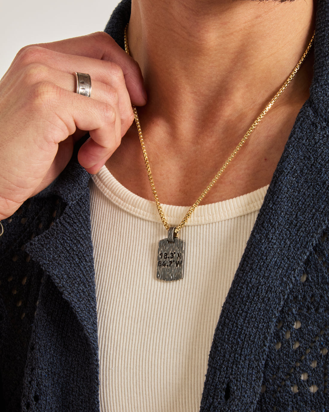Salty Water Texture St. John Coordinates Pendant