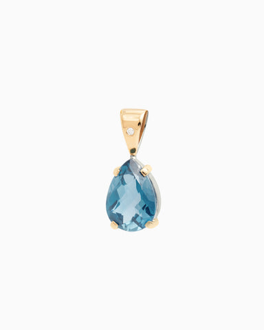 Teardrop Pendant with Diamond - London Blue Topaz/Diamond
