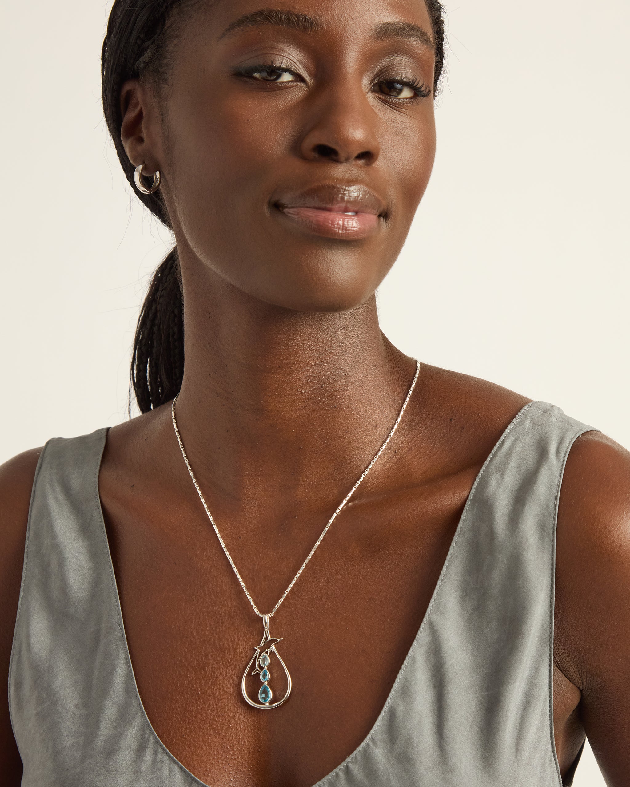 Dancing Dolphin Pendant - Hampton Blue Topaz/Sky Blue Topaz