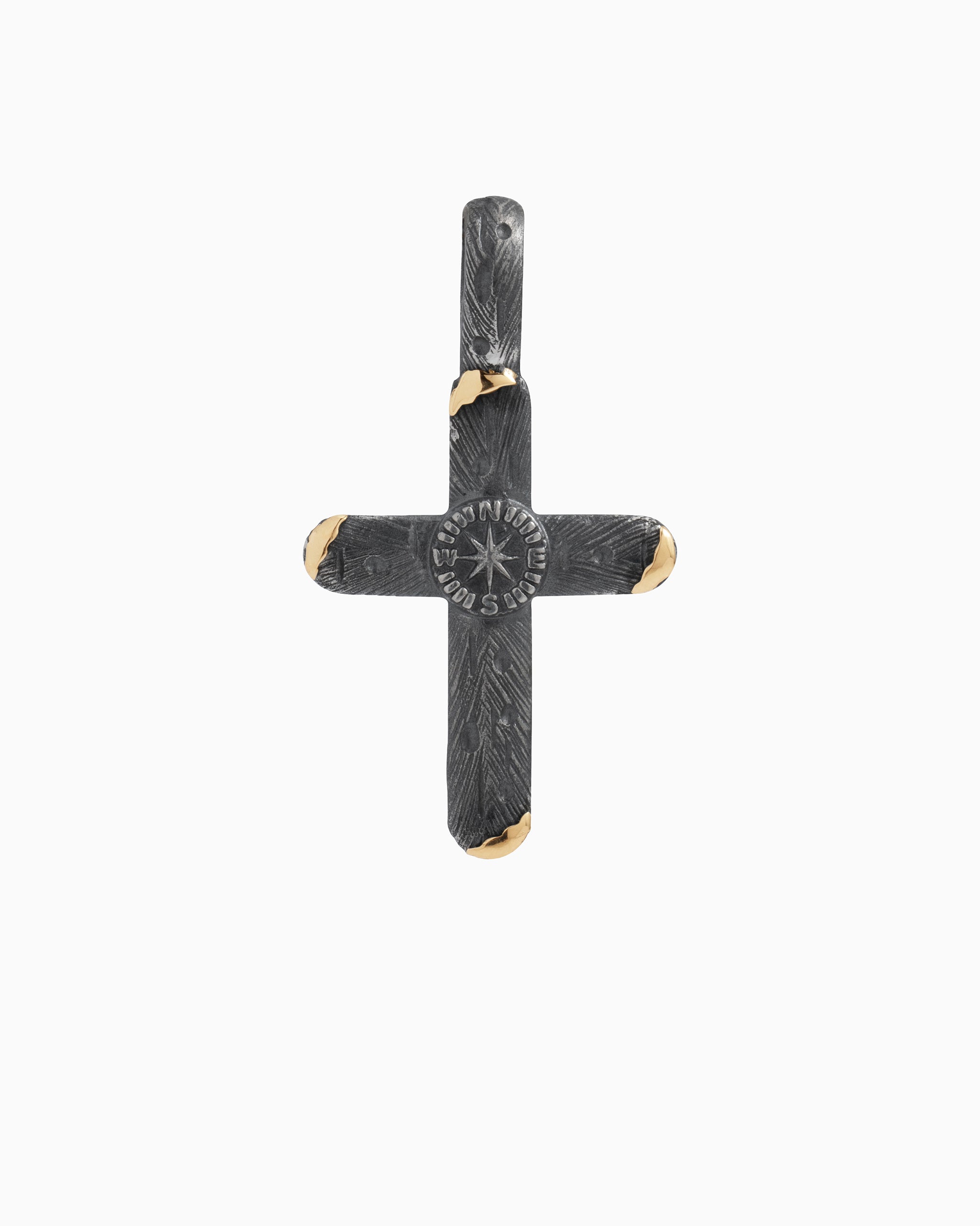 Marine Texture Compass Cross Pendant
