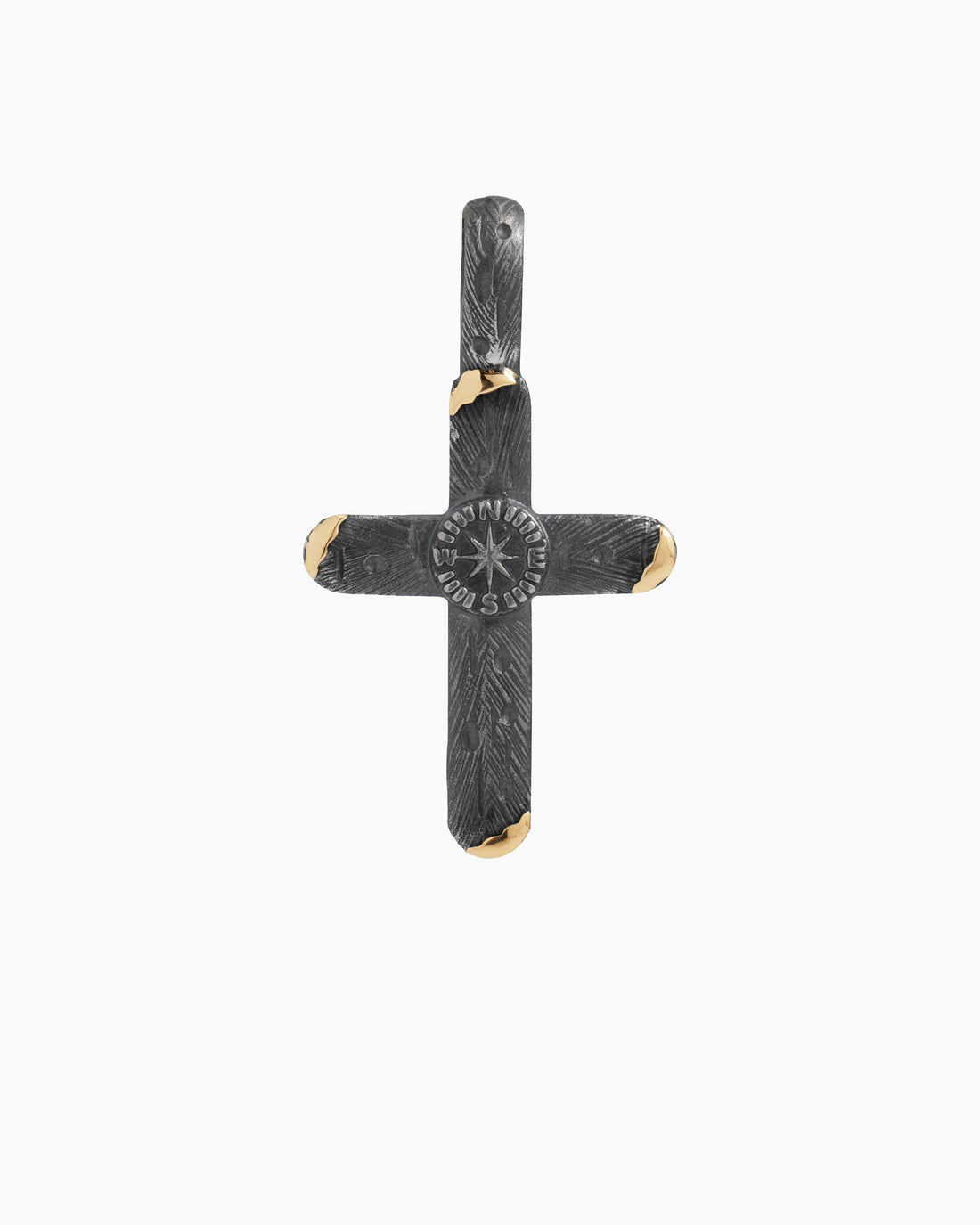 Marine Texture Compass Cross Pendant