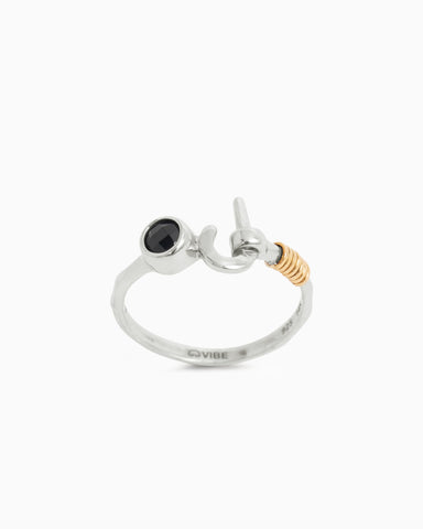 St. John Hook Ring with Stone - Black Onyx