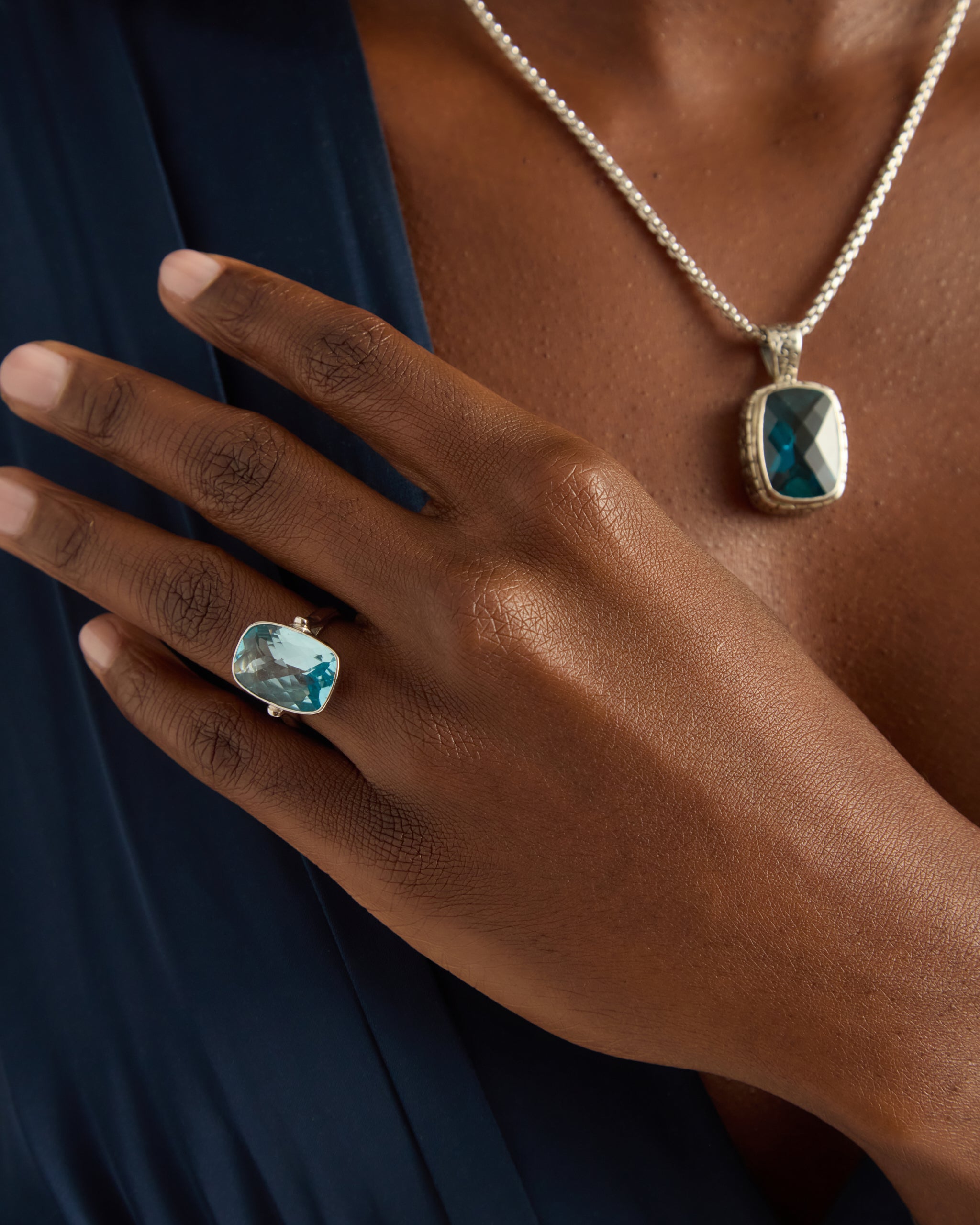 Ocean Stone Cocktail Ring - Sky Blue Topaz